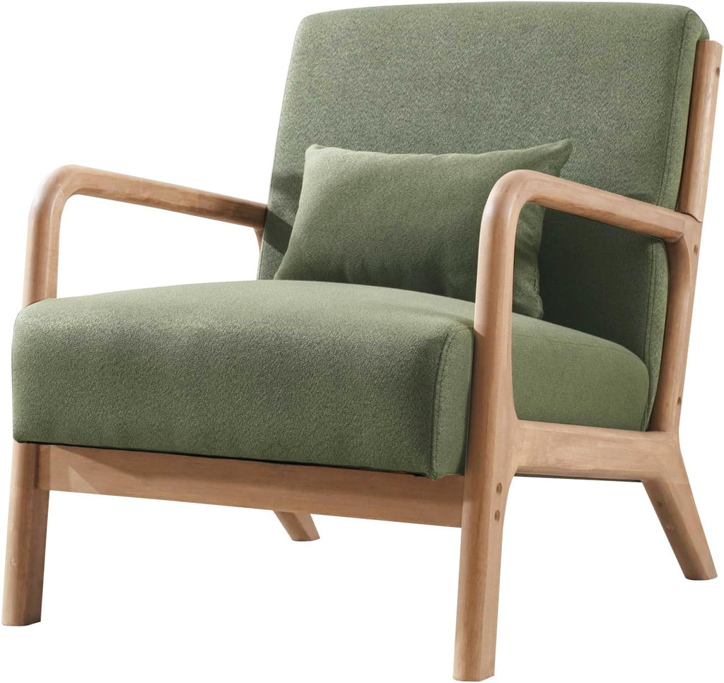 ANJ Mid Century Modern Accent Chairs Set of 2, Comfy Fabric Reading Chair with Solid Wood Frame, Easy Assembly Armchair for Living Room Blackish Green 2