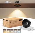CycevSun Black 3 Inch Recessed LED Lights, Anti-Glare COB Ceiling Spotlight, 5CCT Selectable, 130LM/W, 12W, RA95 Small Exterior Soffit Lights, Dimmable, ETL, IP44 Damp Rated Shower Light, 12-Pack