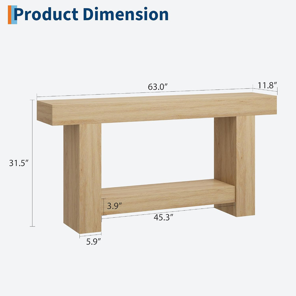 Farmhouse Console Table, Wooden Entryway Table with Storage, Rectangular Narrow Sofa Table Behind The Couch, Entry Table Foyer Hallway Table for Entrance, Hallway, Living Room