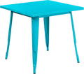 Flash Furniture Felix Commercial Grade 31.5' Square Crystal Teal-Blue Metal Indoor-Outdoor Table