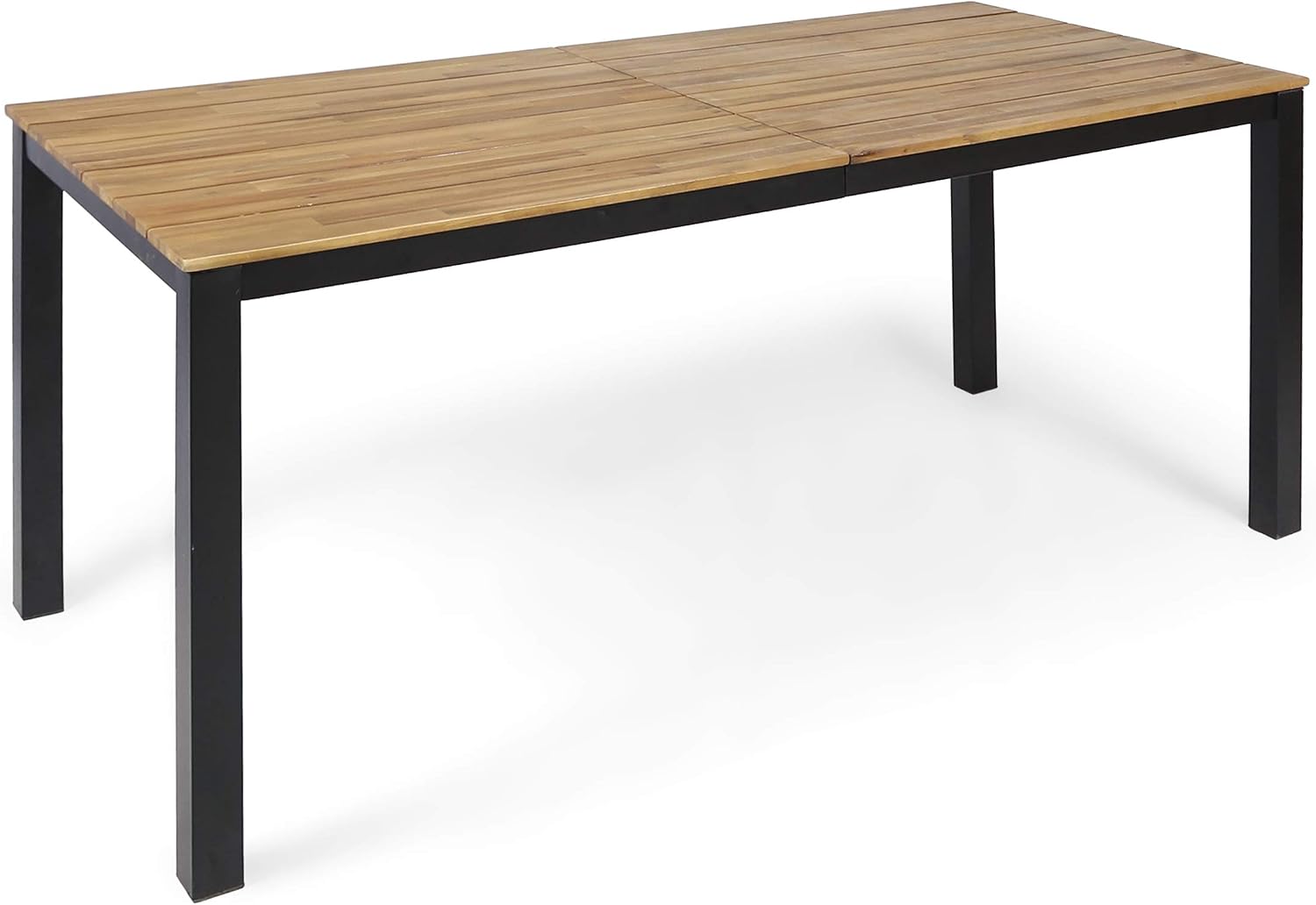 Christopher Knight Home Zak Outdoor 71' Acacia Wood Dining Table, Teak Finish, Black