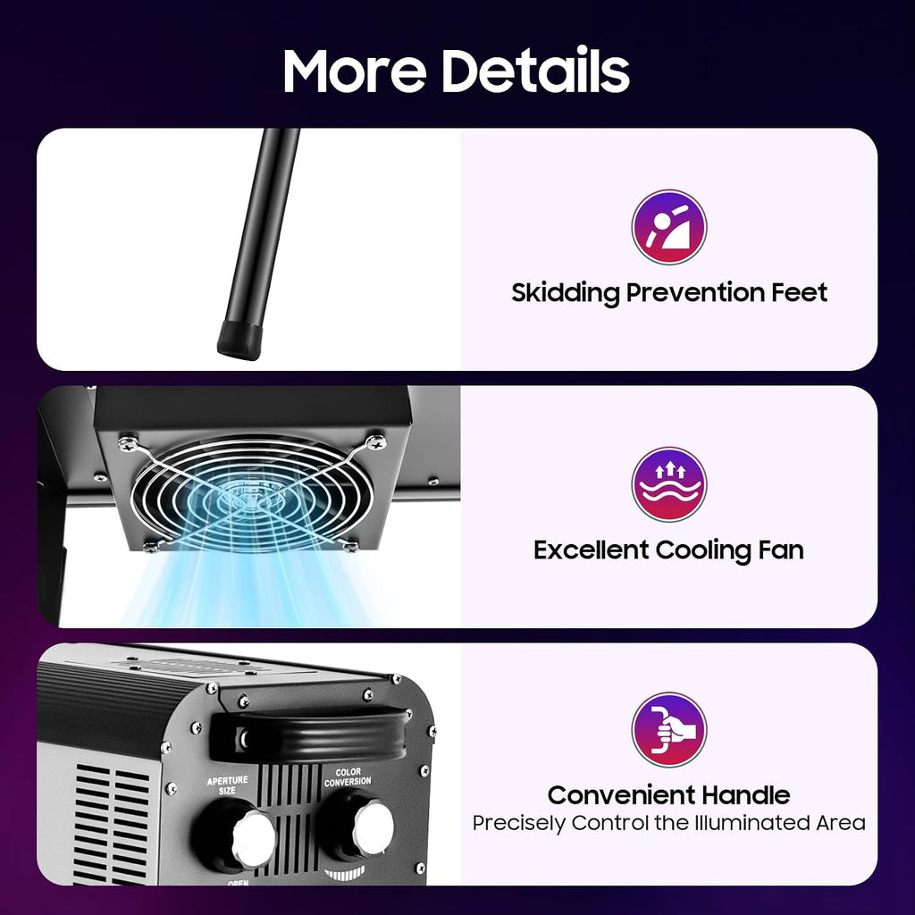 330W Stage Lighting with Tripod, LED Stage Spotlight with Adjustable Aperture 6 Color Modes 3 Color Temperatures 5600K 6000K 3200K, Follow Spot Light for Wedding DJ Party Theaters Concert