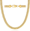 7MM Cuban Link Chain for Men Silver Chains, Silver Mens Chain Necklace,316L Stainless Steel and 14K White Gold /14K Gold Filled, Gold/Silver Chain for Men Necklace