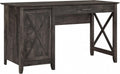 Bush Home Key West Computer Desk with Storage | Farmhouse PC Table for Home Office in Dark Gray Hickory | 54W x 24D