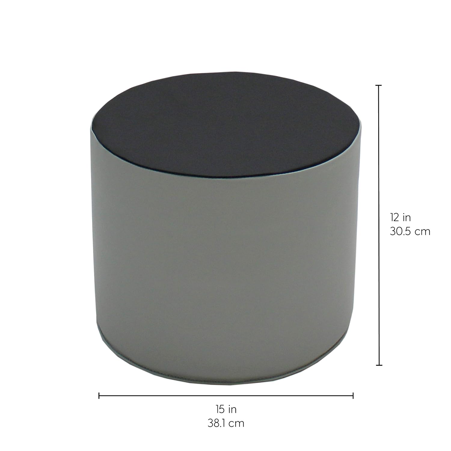 FDP SoftScape 15 inch Round Two-Tone Accent Ottoman for Ages 3-7 Modern Children's Furniture, Flexible, Lightweight Foam Seating for Home, Playroom, Classroom, Library (4-Piece) - Gray, 12763-GY