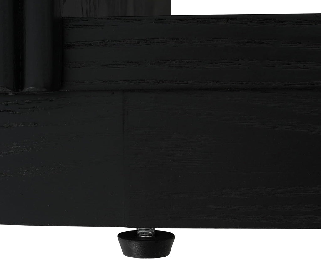 Merax Modern Entryway Console Table with Triple-Tier Storage, Slim Sofa Table with Open Shelf & Elegant Wood Grain, Multi-Functional Hallway Table for Living Room, Black
