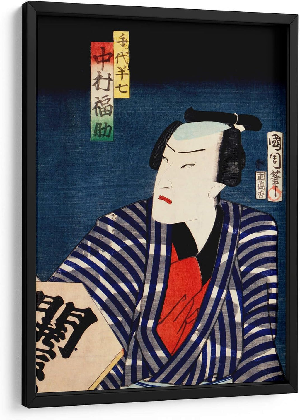 Canvas Lab | Portraits of an Actor 8 by Toyohara Kunichika | 19 x 29 in | Fine Art Framed Print, Frame Color: Black | Classical art, Illustrations | Wall Decor for Bedroom, Living Room or Office