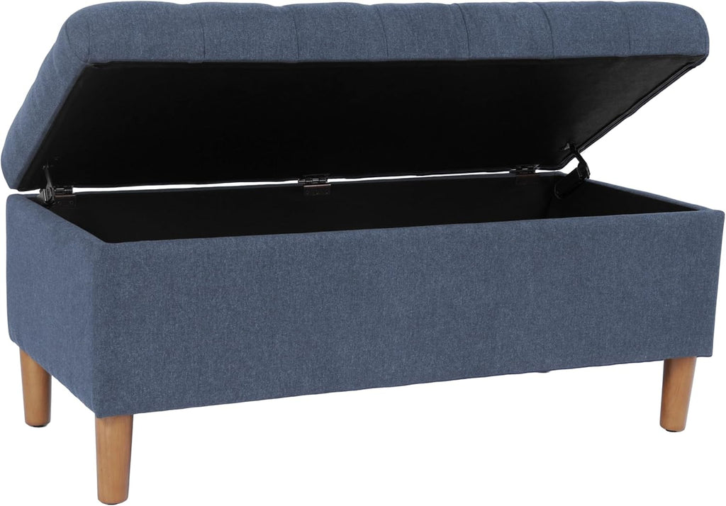 HomePop 40' Ainsley Button Tufted Storage Bench - Blue Woven