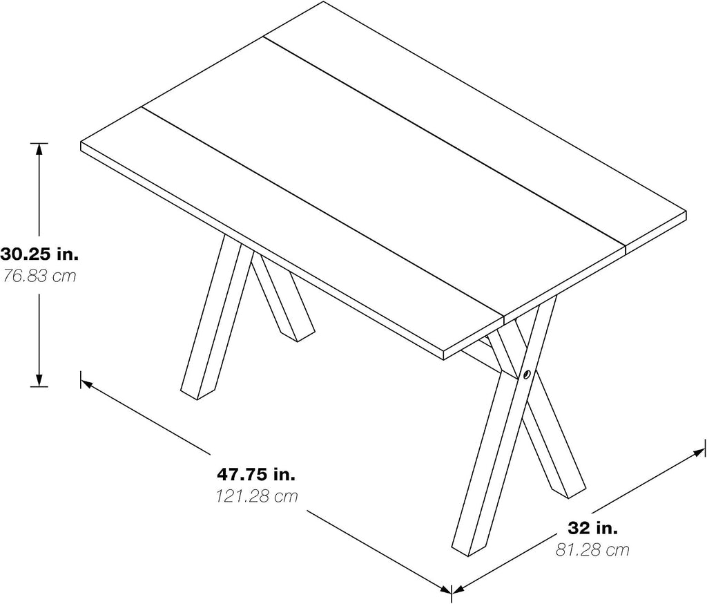 OSP Home Furnishings McKayla Flip-Top Expanding Desk to Dining Table, Distressed Brown Finish