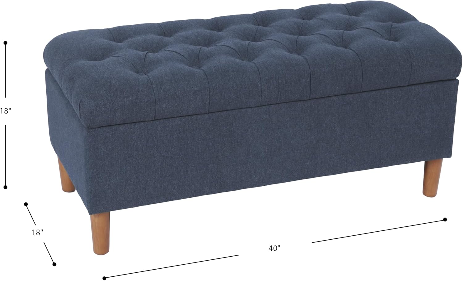 HomePop 40' Ainsley Button Tufted Storage Bench - Blue Woven