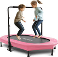 Trampoline for Kids, Toddler Trampoline Indoor Sports and Outdoor Games 56' Kids Rebounder 220LBS Capacity with Adjustable Safety Handrail Foldable Jumper for Boy Girls ASTM Certified