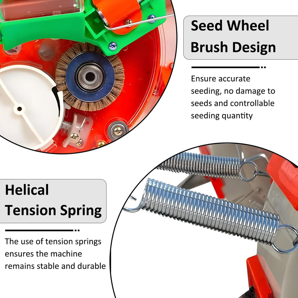 Hand-Push Precision Garden Seeder, Dual Row Planting Machine for Corn, Soybean, Cotton, Peanut, Portable Farm Equipment,8 Mouths (7 Mouths