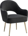 SAFAVIEH Home Collection Dublyn Black Velvet/Gold Accent Chair