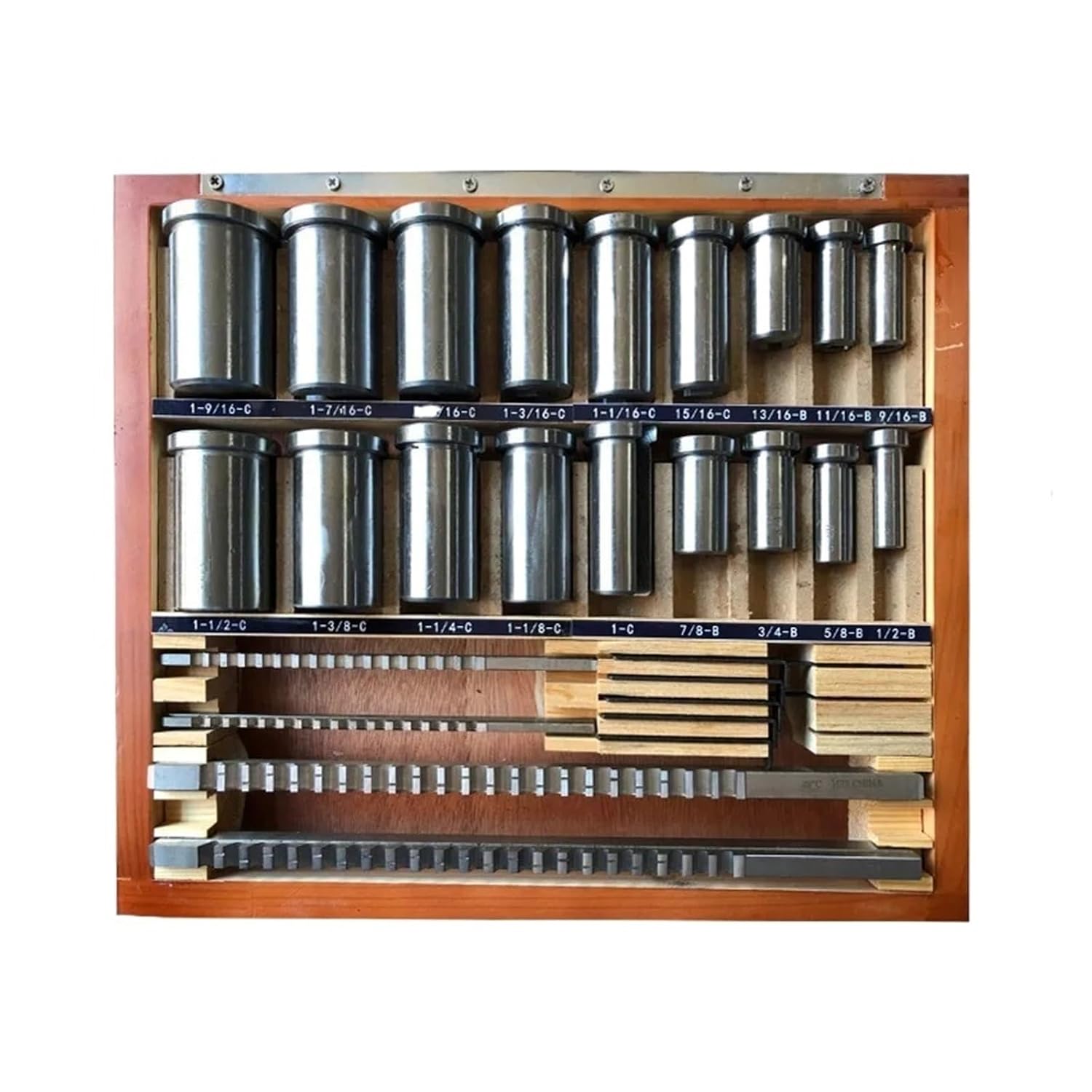 Keyway Broach Kit 21pcs Metric Keyway Broach Tool Set 10mm 12mm 14mm Broaches 32-50 Bushings Shims HSS Cutting Tools for CNC Machine