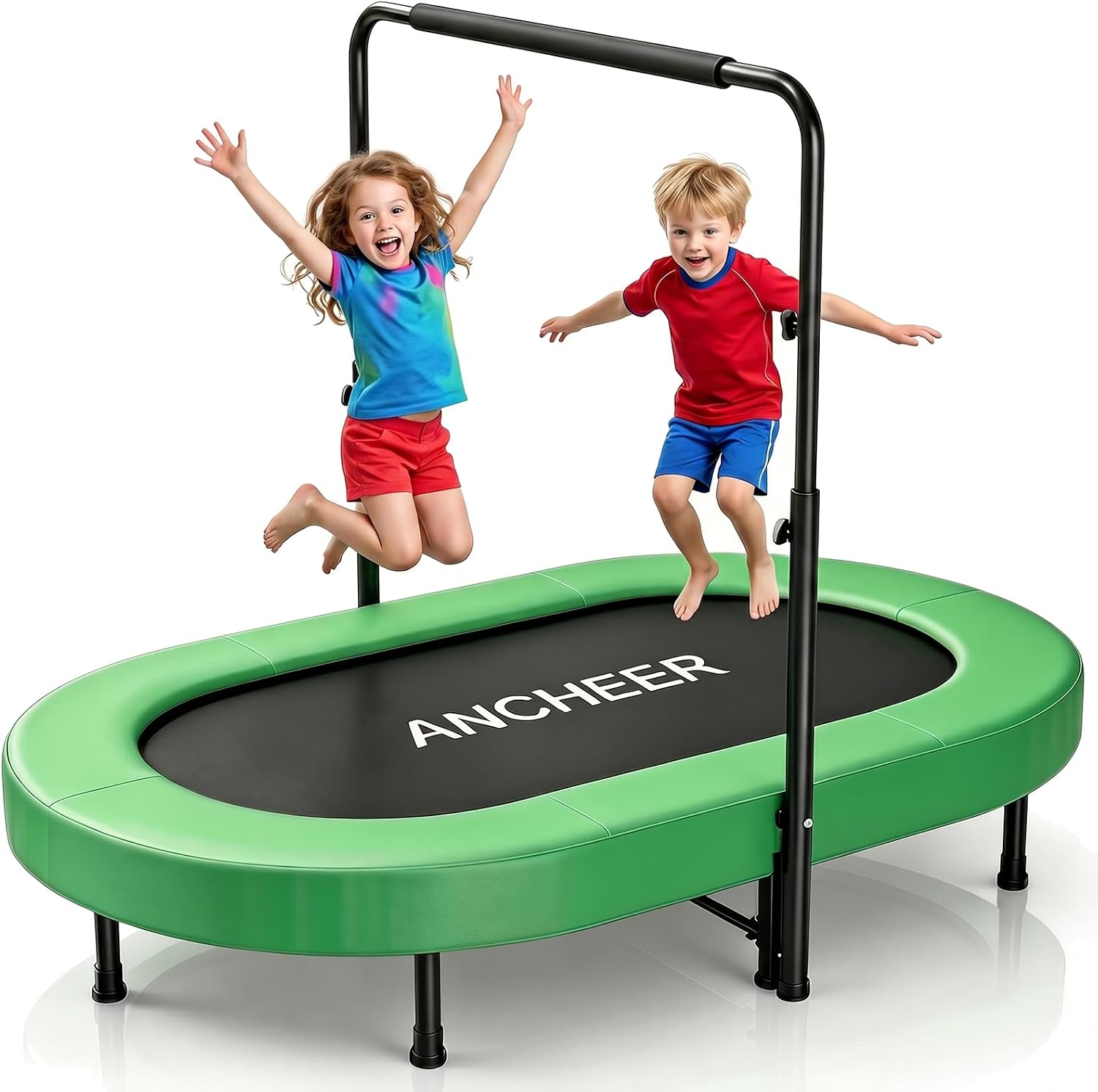 ANCHEER Trampoline for Kids, Toddler Trampoline Indoor Sports and Outdoor Games 56' Kids Rebounder 220LBS Capacity with Adjustable Safety Handrail Foldable Jumper for Boys and Girls