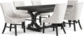 Furniture of America Drystan Farmhouse Wood 7 Piece Rectangle Dining Table Set with Upholstered Chairs, Seats up to 6, for Home, Kitchen, Living Room, Black