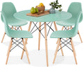 Best Choice Products 5-Piece Dining Set, Compact Mid-Century Modern Table & Chair Set for Home, Apartment w/ 4 Chairs, Plastic Seats, Wooden Legs, Metal Frame - Light Green/Oak