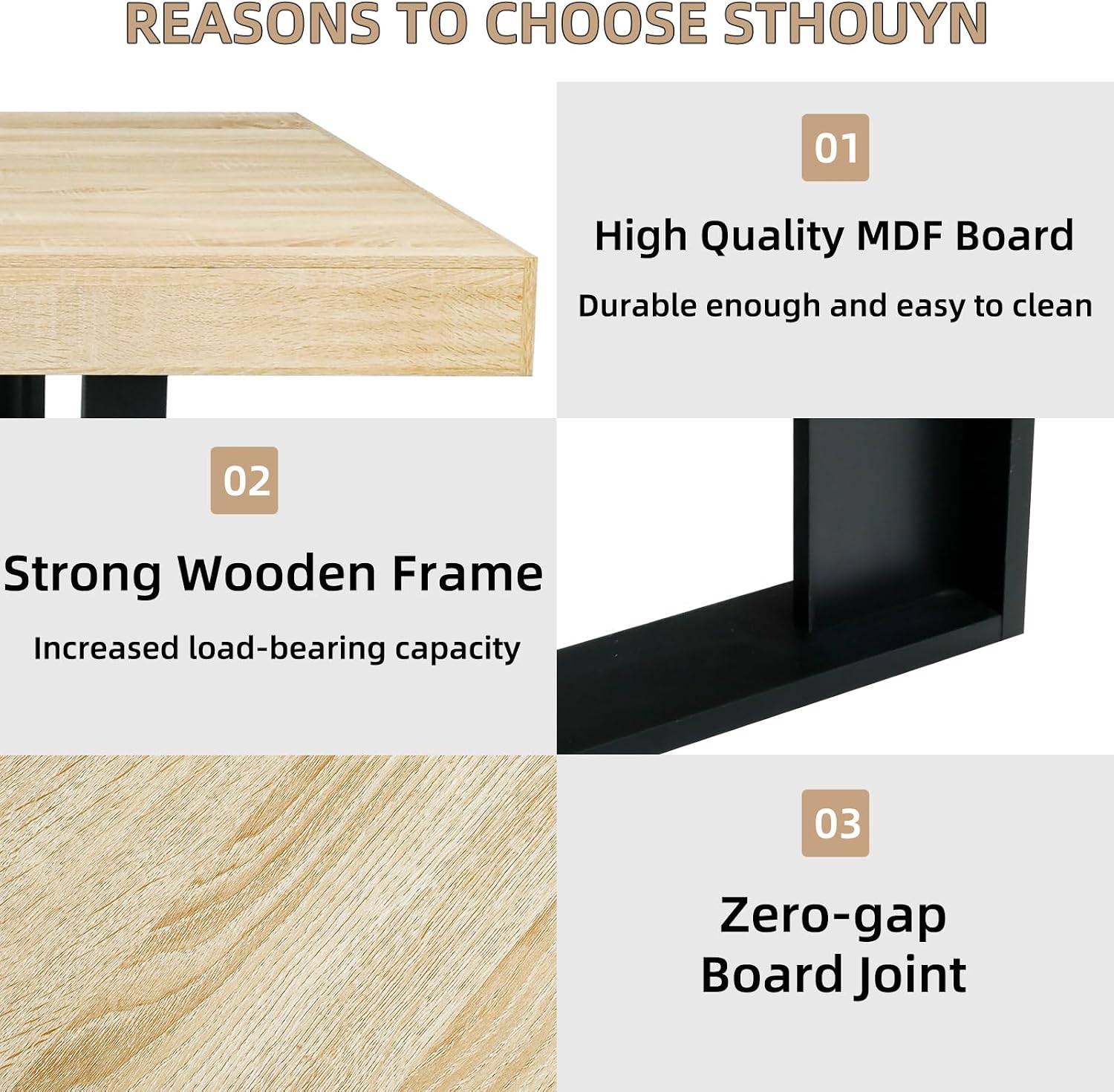 STHOUYN 63'-79' Extendable Dining Room Table Desk for 6 8 10, Modern Rustic Kitchen Expanding Table, Wooden Long Large Expandable Dining Room Conference Table for Kitchens (Natural Oak)