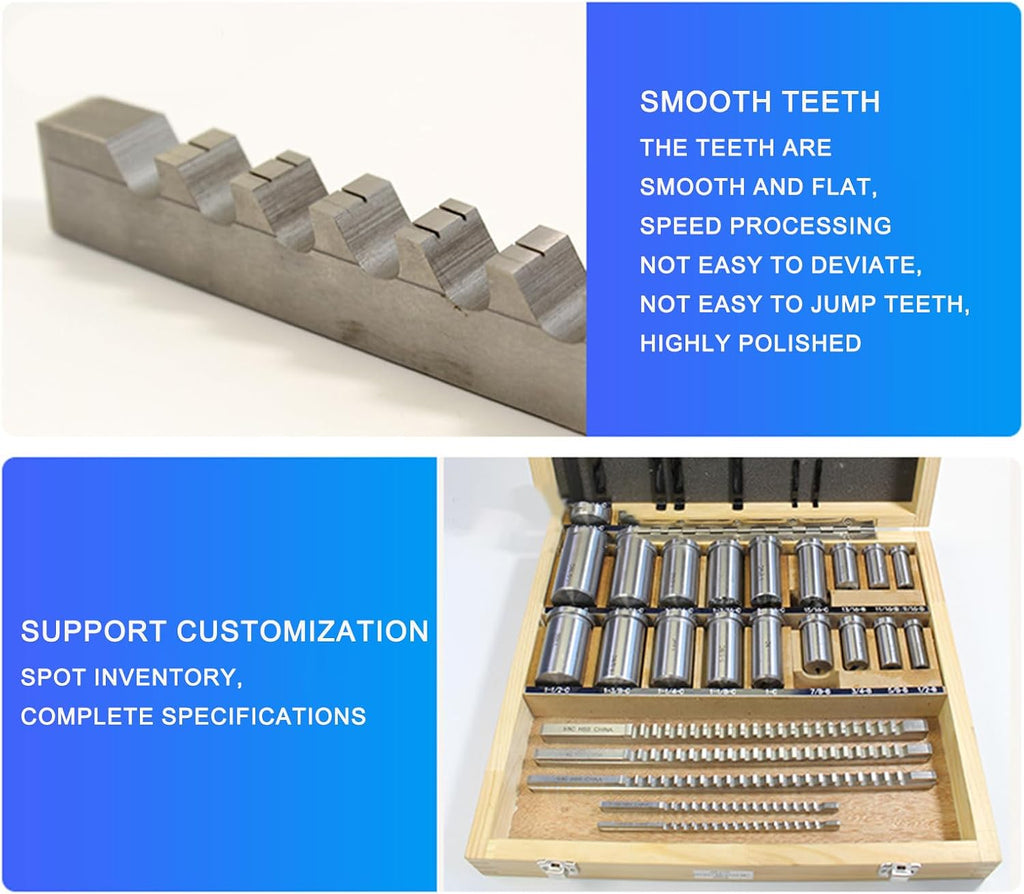Machinery Keyway Tools, 30 Pcs Keyway Broach Set in Fitted Box, 5 Pcs Broach 18 Collared Bushing 7 Gaskets, Push Type Keyway Broaches Industrial Tools Metric Size Broaching Cutter