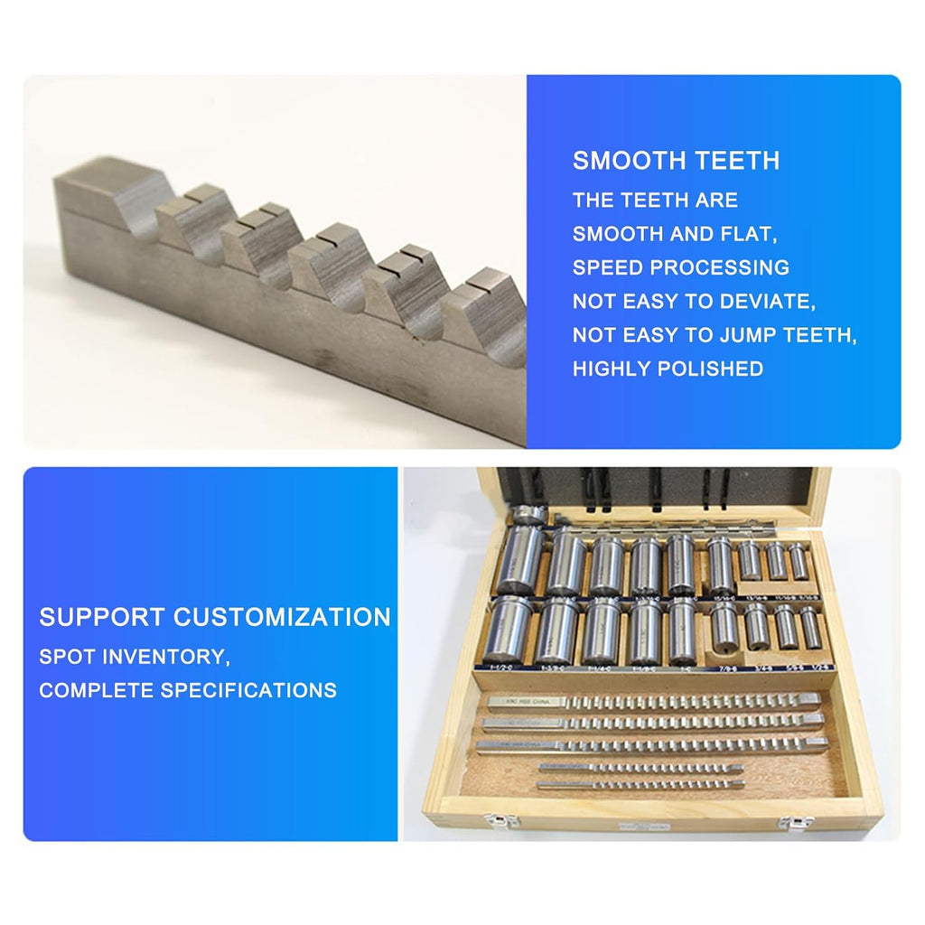 Machinery Keyway Tools, Push Type Keyway Broaches Industrial Tools 30 Pcs Keyway Broach Set in Fitted Box, 5 Pcs Broach 18 Collared Bushing 7 Gaskets