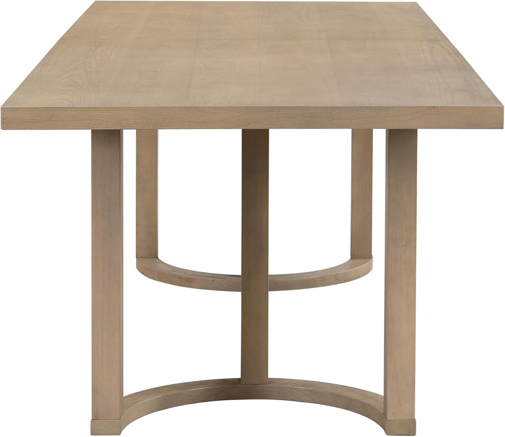 Christopher Knight Home Enat 7-Piece Wooden Dining Table Set for 6, Modern Kitchen Table and Chair Set for 6, Contemporary Dining Room Furniture Set with 6 Upholstered Armchairs, Natural Ash+Beige