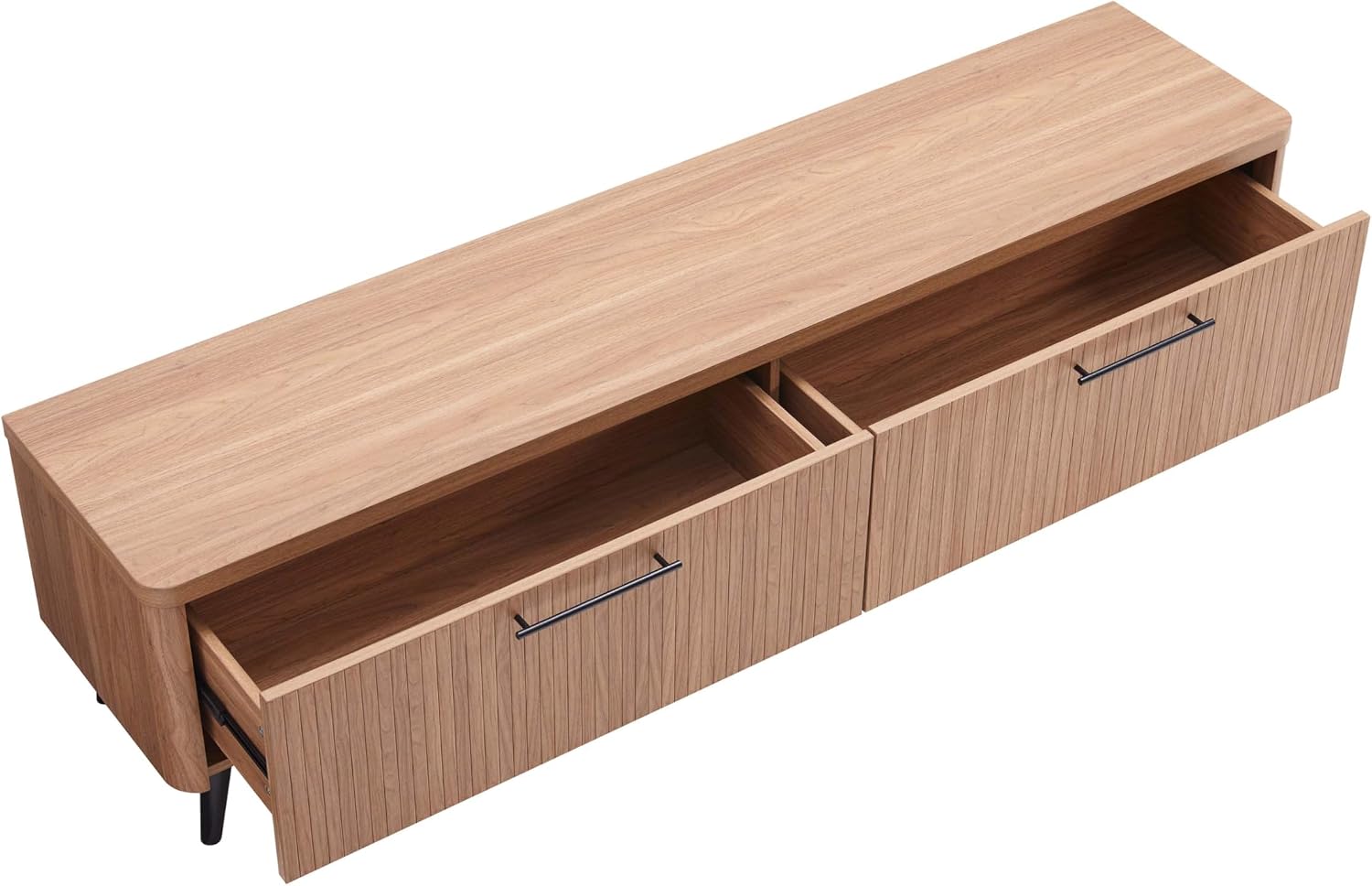 Manhattan Comfort Jodie 69' TV Stand with Wood Ribbed Drawers, Mid Century Modern Console Table for Televisions up to 60', Entertainment Center Storage Solution for Living Room, Maple
