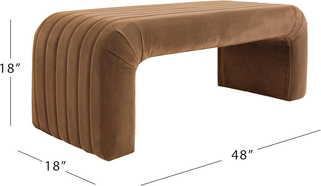 Spatial Order 48' Modern Arch Channel Bench - Rust Orange Velvet