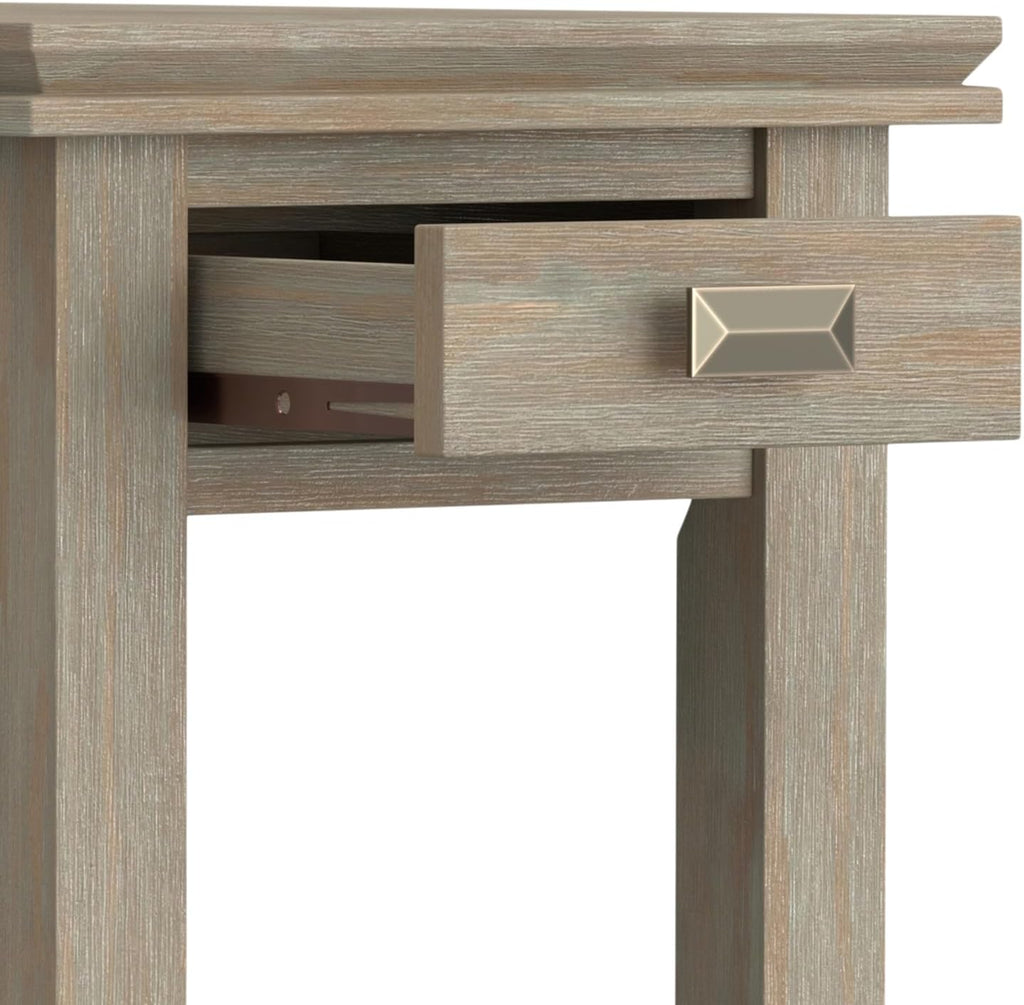 SIMPLIHOME Artisan SOLID WOOD 14 inch Wide Rectangle Transitional Narrow Side Table in Distressed Grey for the Living Room and Bedroom