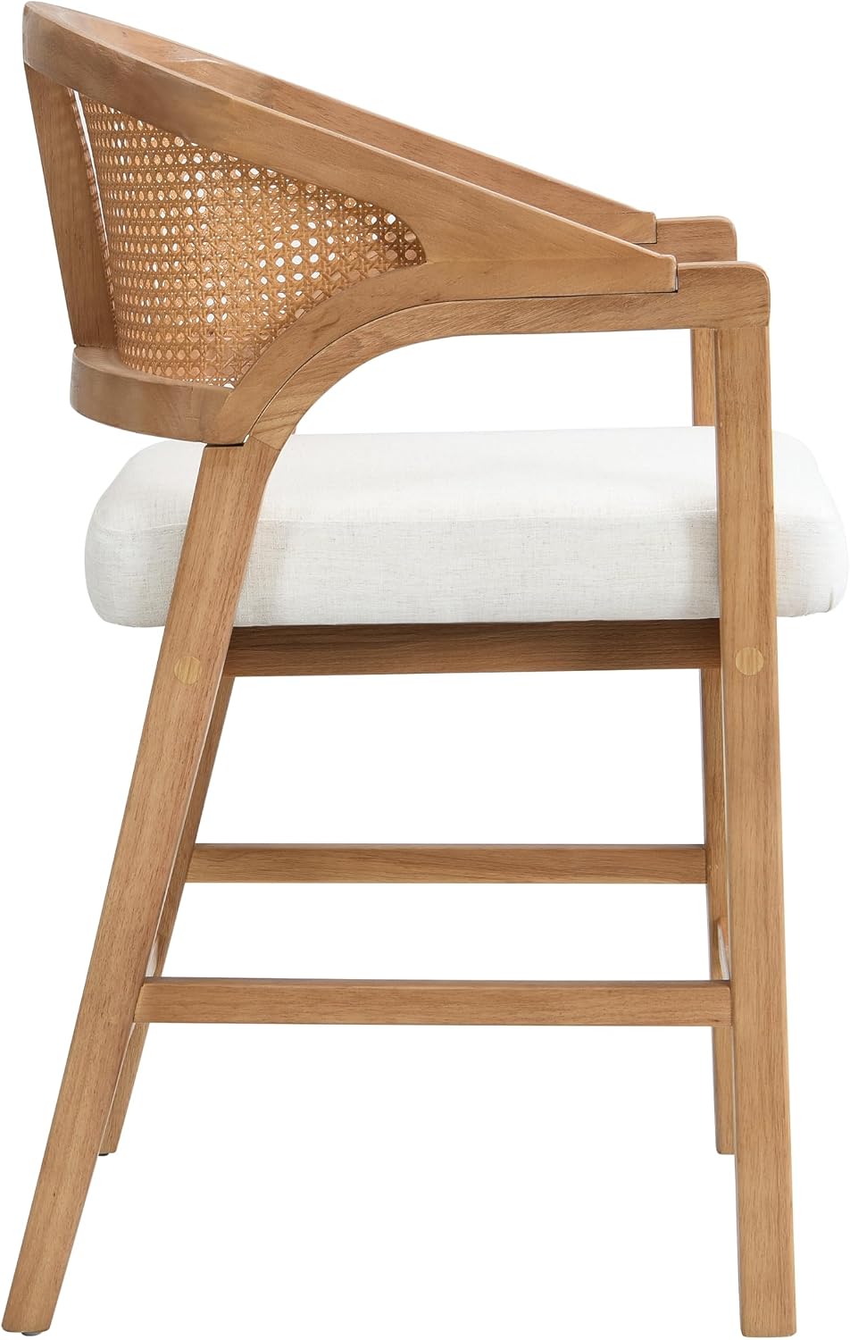 Christopher Knight Home Set of 2 Morley Wooden Counter Height Bar Stool, Kitchen Island Barstool with footrest, Curved Backrest Dining Chair, Soft Removable Cushions, Beige+Natural