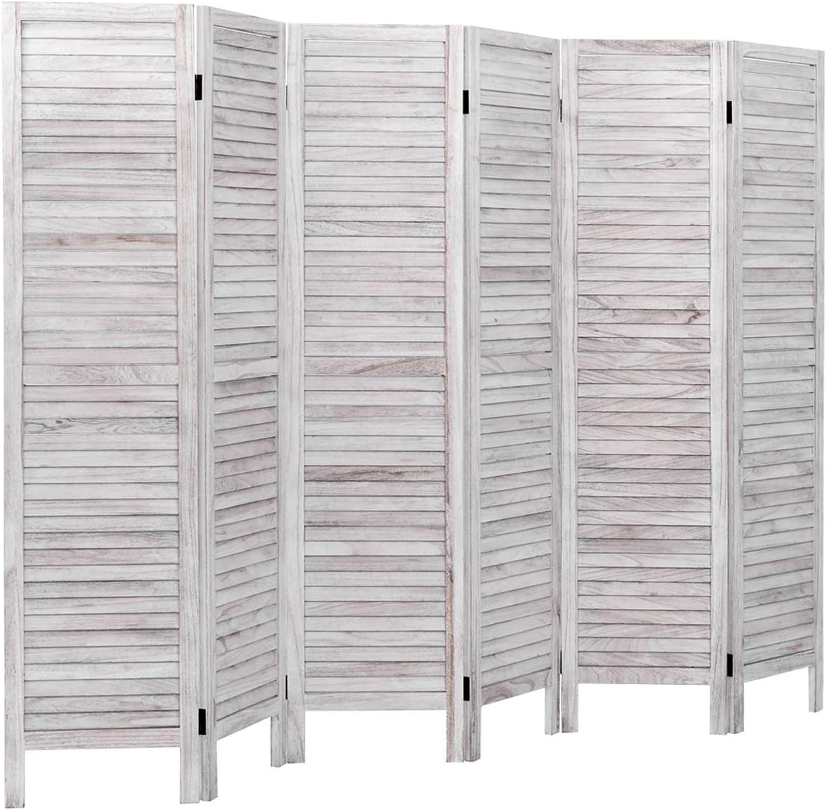 Giantex 6 Panel Wood Room Divider, 5.6 Ft Tall Oriental Folding Freestanding Partition Privacy Room Dividers Screen for Home, Office, Restaurant, Bedroom (White)