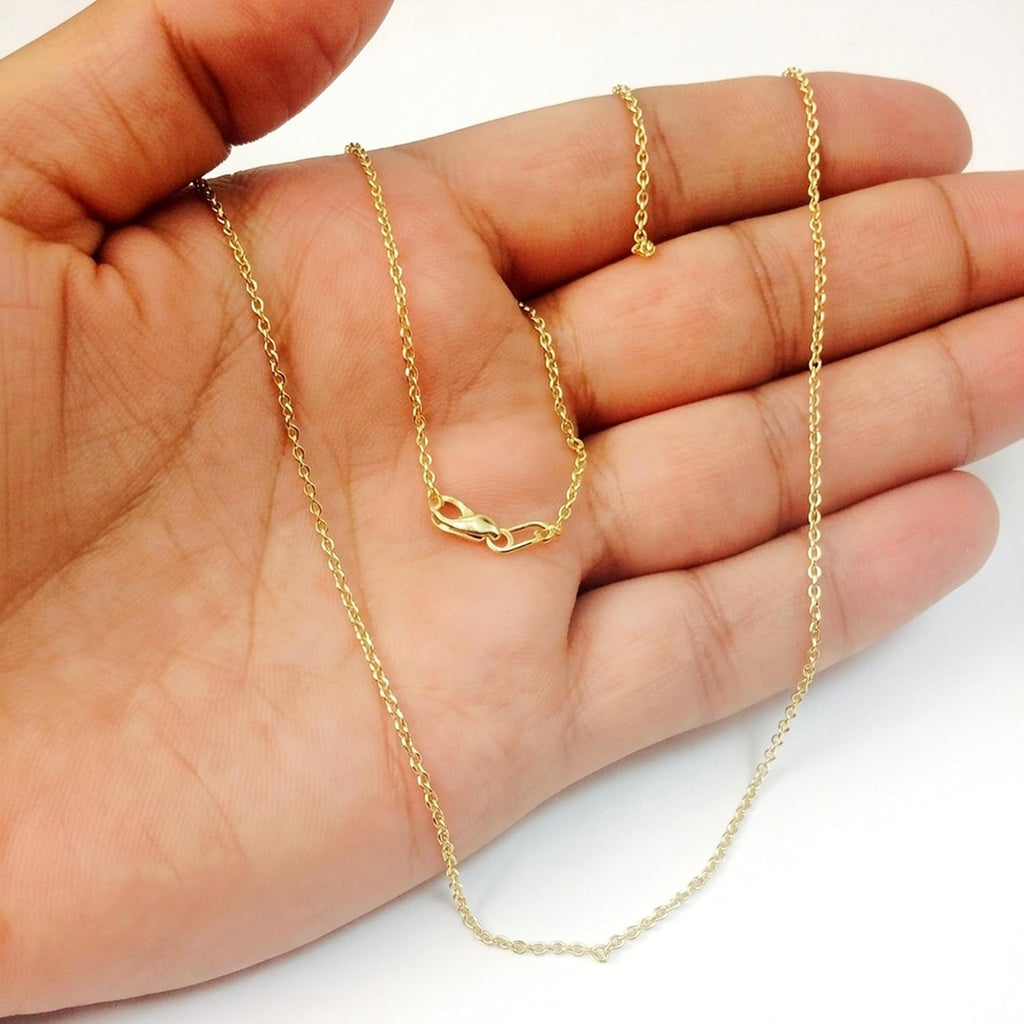 Jewelry Affairs 14k Real Yellow Gold Forsantina Chain Necklace, 1.5mm