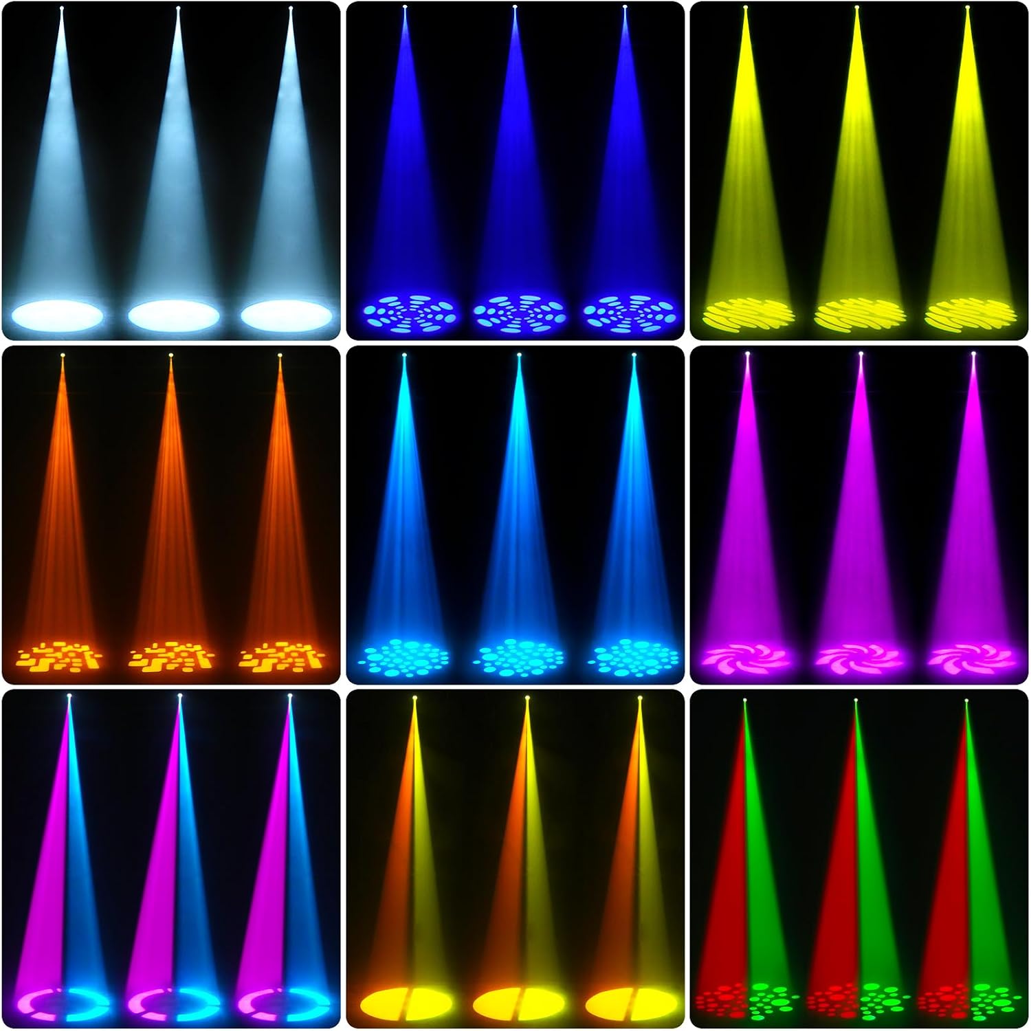 U`King LED Moving Head Light, 25W Moving Head DJ Lights with 7 GOBO 7 Color and Open White Stage Lighting by DMX and Sound Activated Spotlight for Parties Wedding Church Live Show KTV Club (Set of 4)
