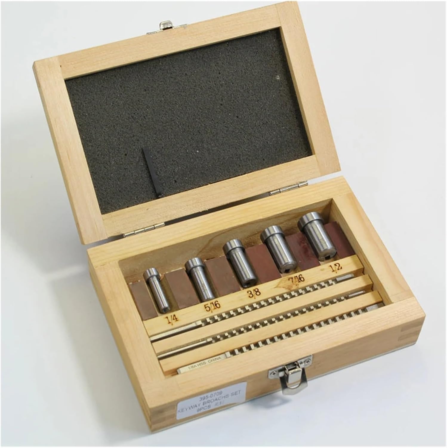 Push Type Keyway broaches 9 Piece HSS Keyway Broach Set Inch Bushing CNC Metal Cutting