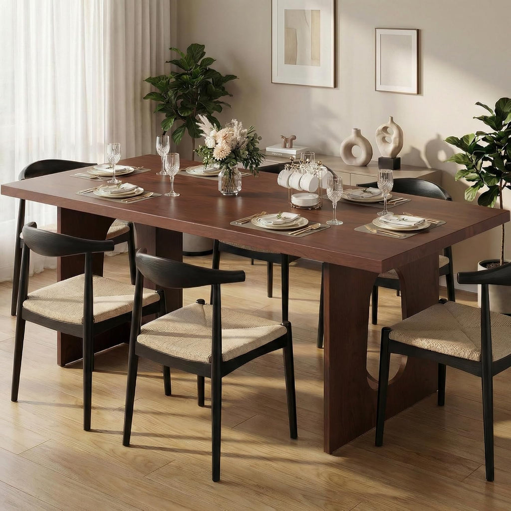 GarveeHome Dining Table for 6-8 People - 71' Modern Long Kitchen Table with Large Tabletop & Heavy Duty Pedestal Legs, Dinner Table for Kitchen, Conference Room, Home, Walnut