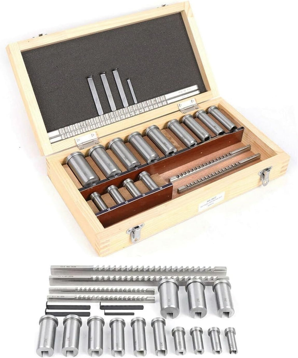 Industrial Tools Metric Size Broaching Cutter Collared Bushing Shim Set, 22 Pcs Keyway Broach Kit, Metric Size Broach Sleeve Shim Set for Lathe Keyway Size B-4mm,B-5mm,C-6mm,C-8mm