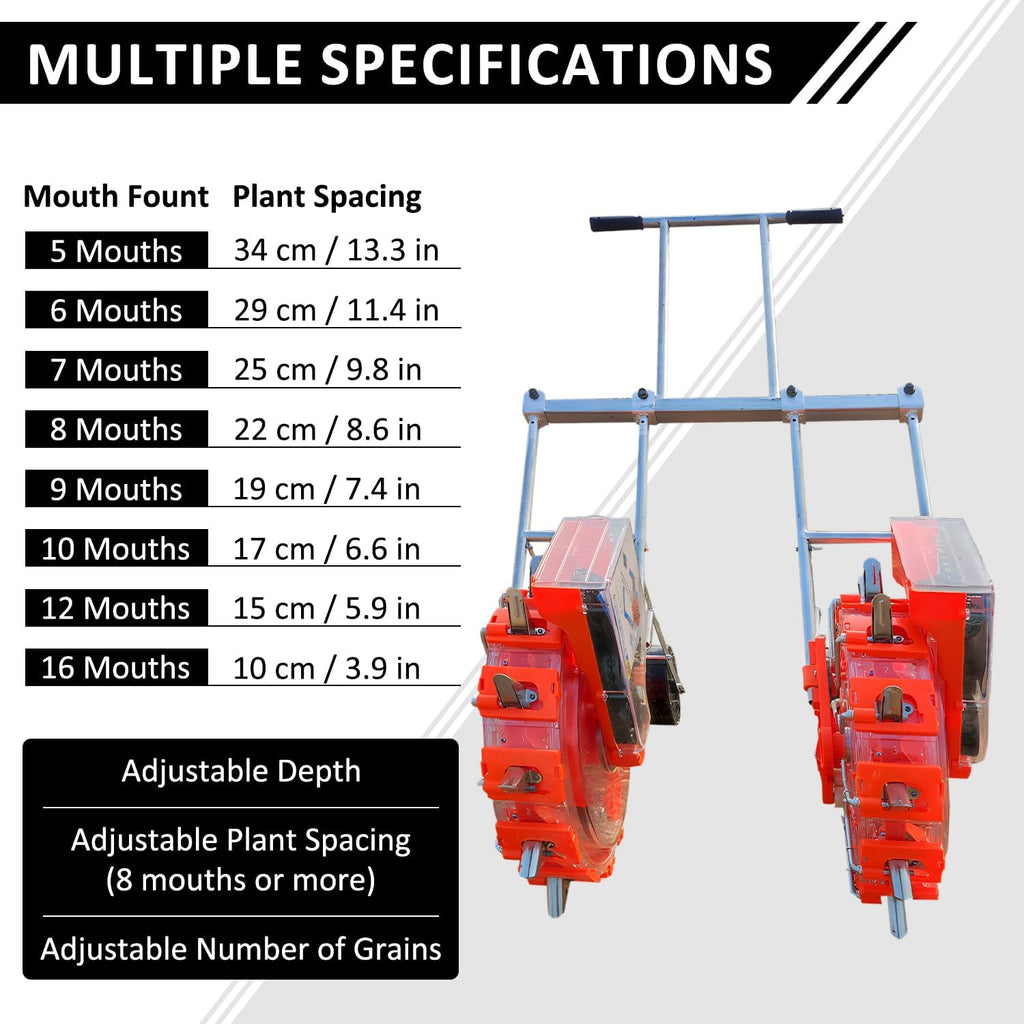 Hand-Push Precision Garden Seeder, Dual Row Planting Machine for Corn, Soybean, Cotton, Peanut, Portable Farm Equipment,8 Mouths (12 Mouths