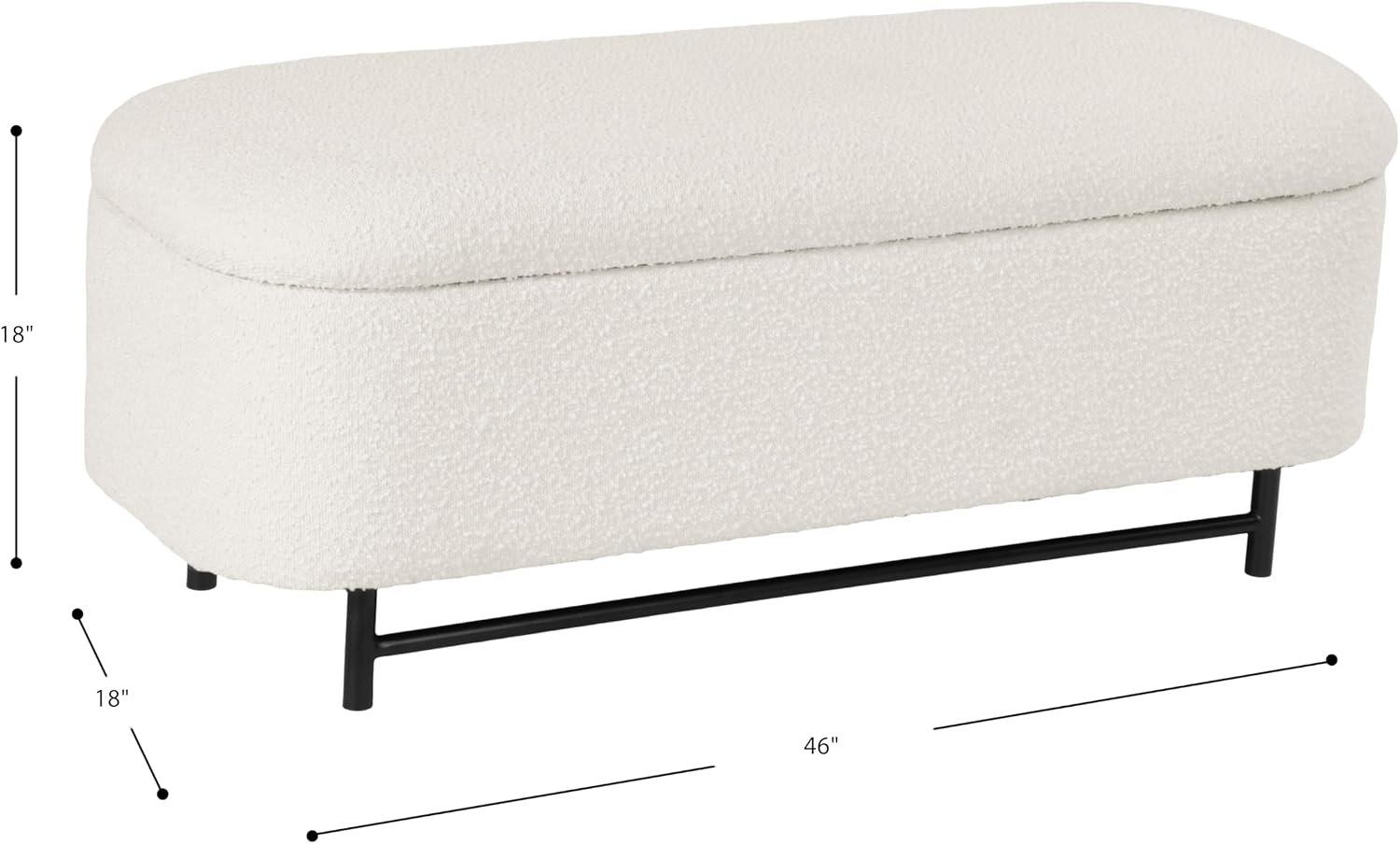 HomePop 46' Ellipse Storage Bench with Metal Legs - Cream Boucle