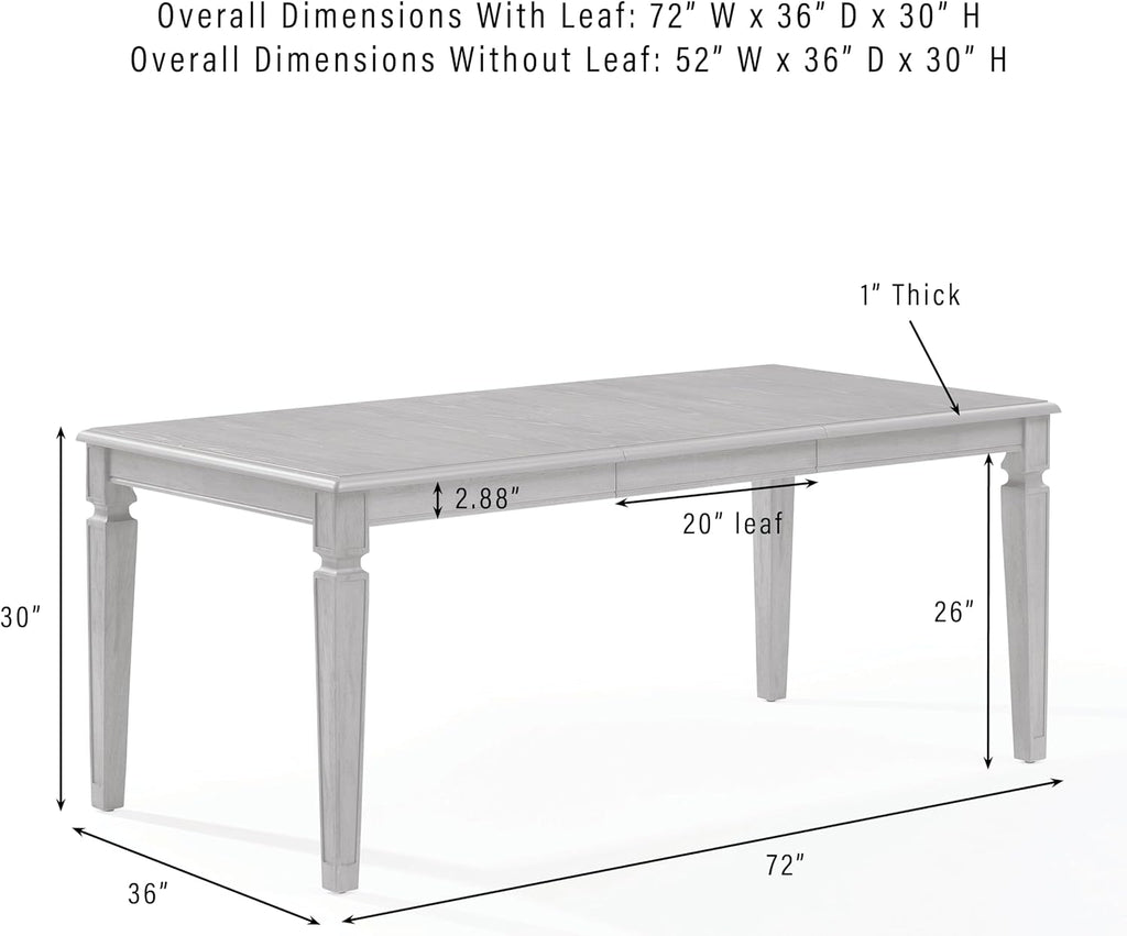 Crosley Furniture Katia Traditional Wood Dining Room Table with Leaf Extension, Kitchen Tables, Driftwood
