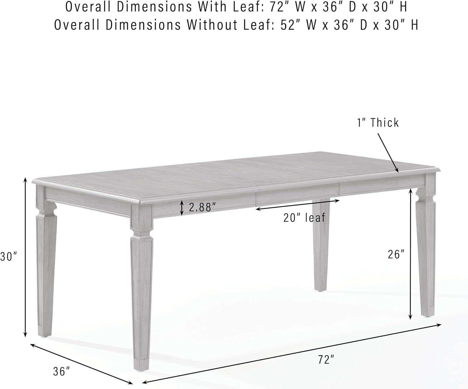 Crosley Furniture Katia Traditional Wood Dining Room Table with Leaf Extension, Kitchen Tables, Driftwood