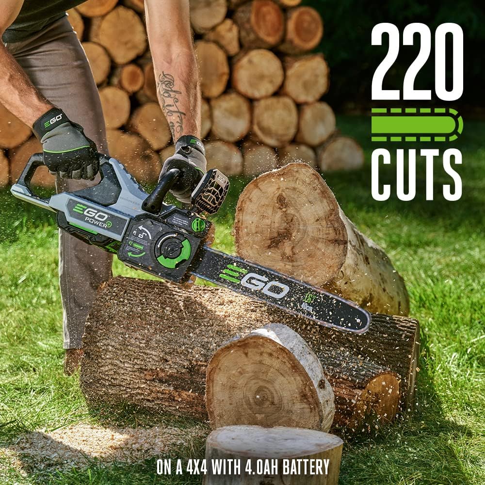 EGO POWER+ Chain Saw, 16' Battery Powered Chainsaw, Electric Cordless, Includes 56V 4.0Ah Battery and Charger – CS1613