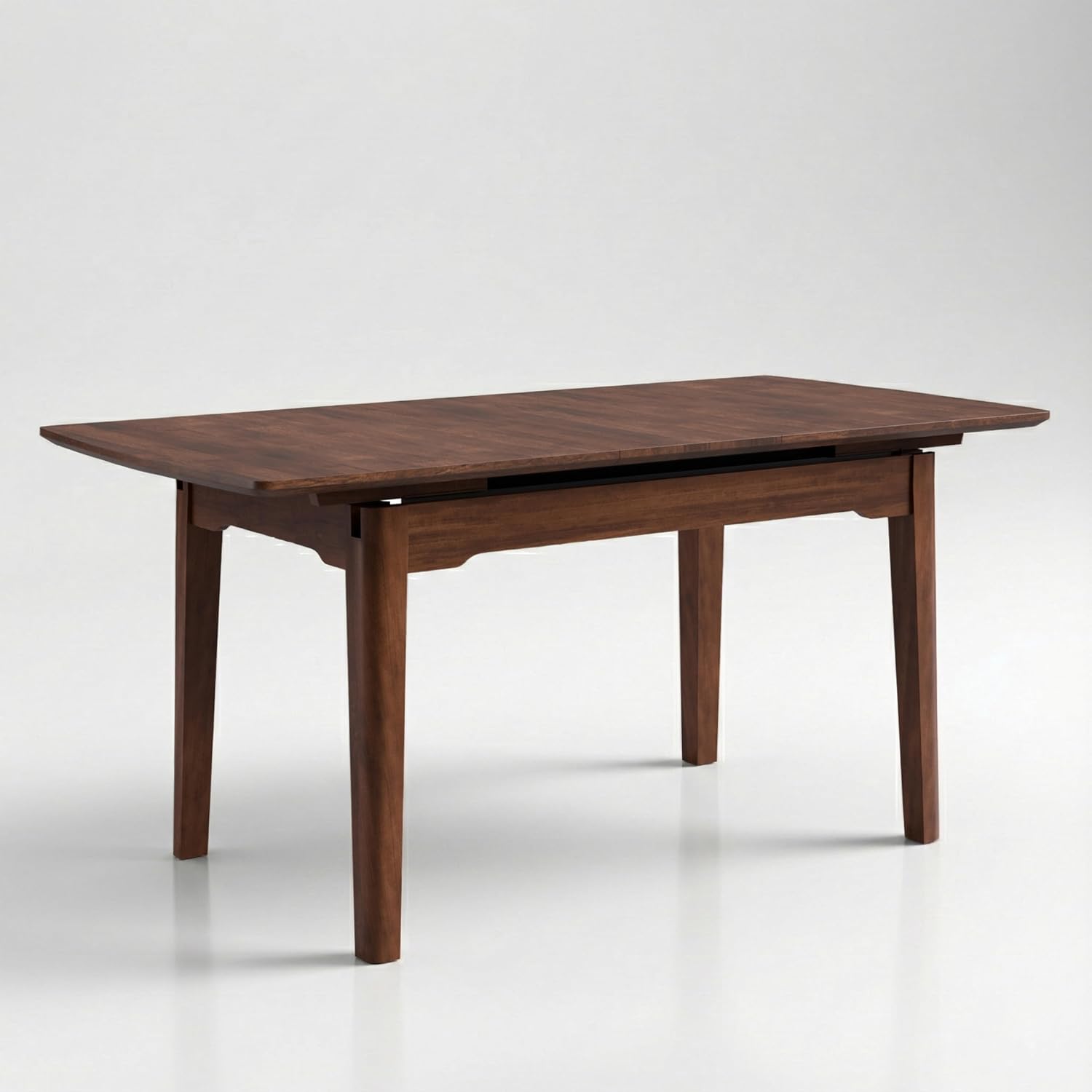 Furniture of America Nazaen Modern Solid Wood 63.9-inch Extendable Rectangular Dining Table with Pop-Up Mechanism, Self-Storing Leaf for Home Kitchen, Dinettes, Rich Walnut