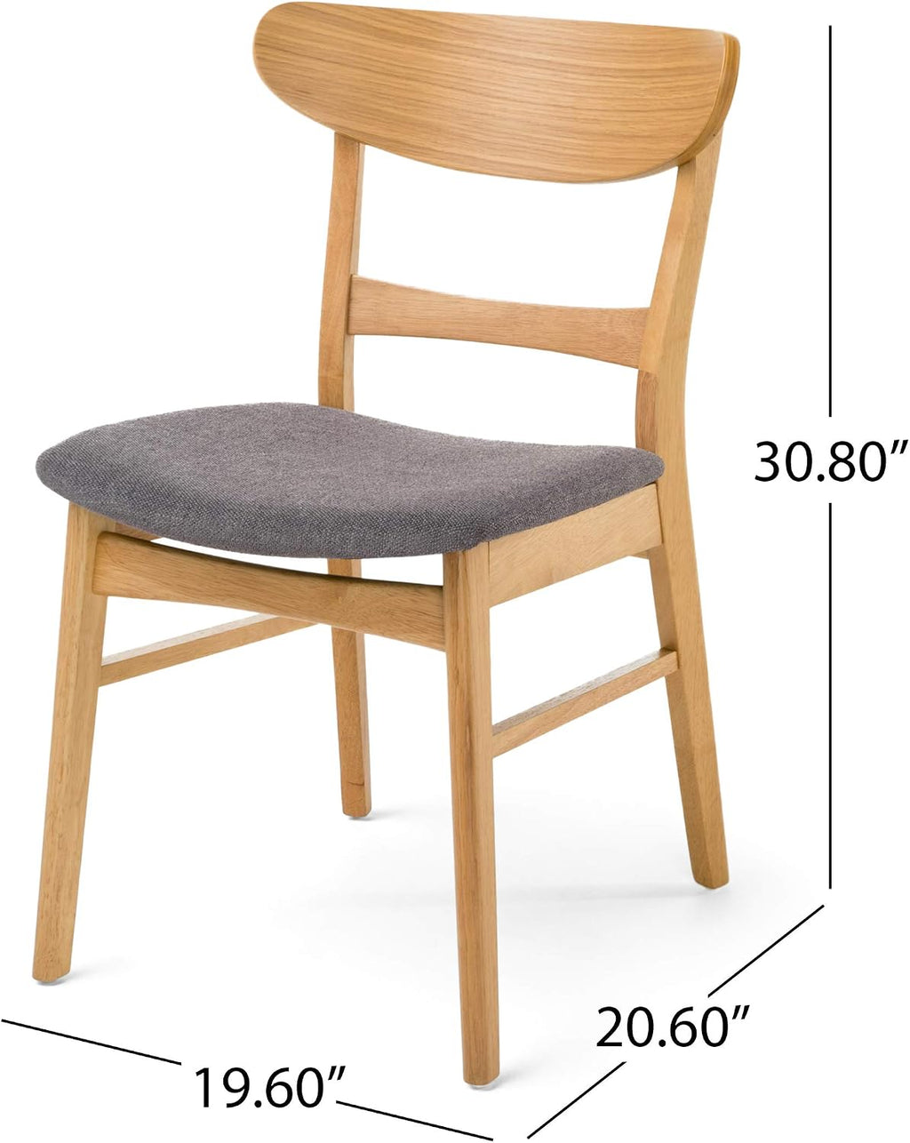 Christopher Knight Home Heather Mid-Century Modern Dining Chairs (Set of 4), Dark Gray and Natural Oak