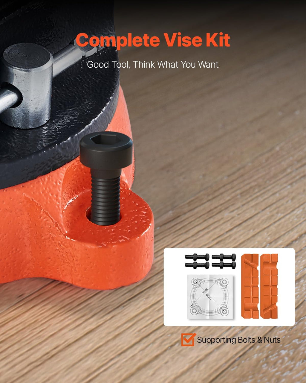 VEVOR Bench Vise, 8' Jaw Width, 8' Max Jaw Opening Multipurpose Vise with 360° Swivel Locking Base, 3.7' Throat Depth, Heavy Duty Ductile Iron Workbench Vise, Two-Way Jaws for Clamping Round Pipes