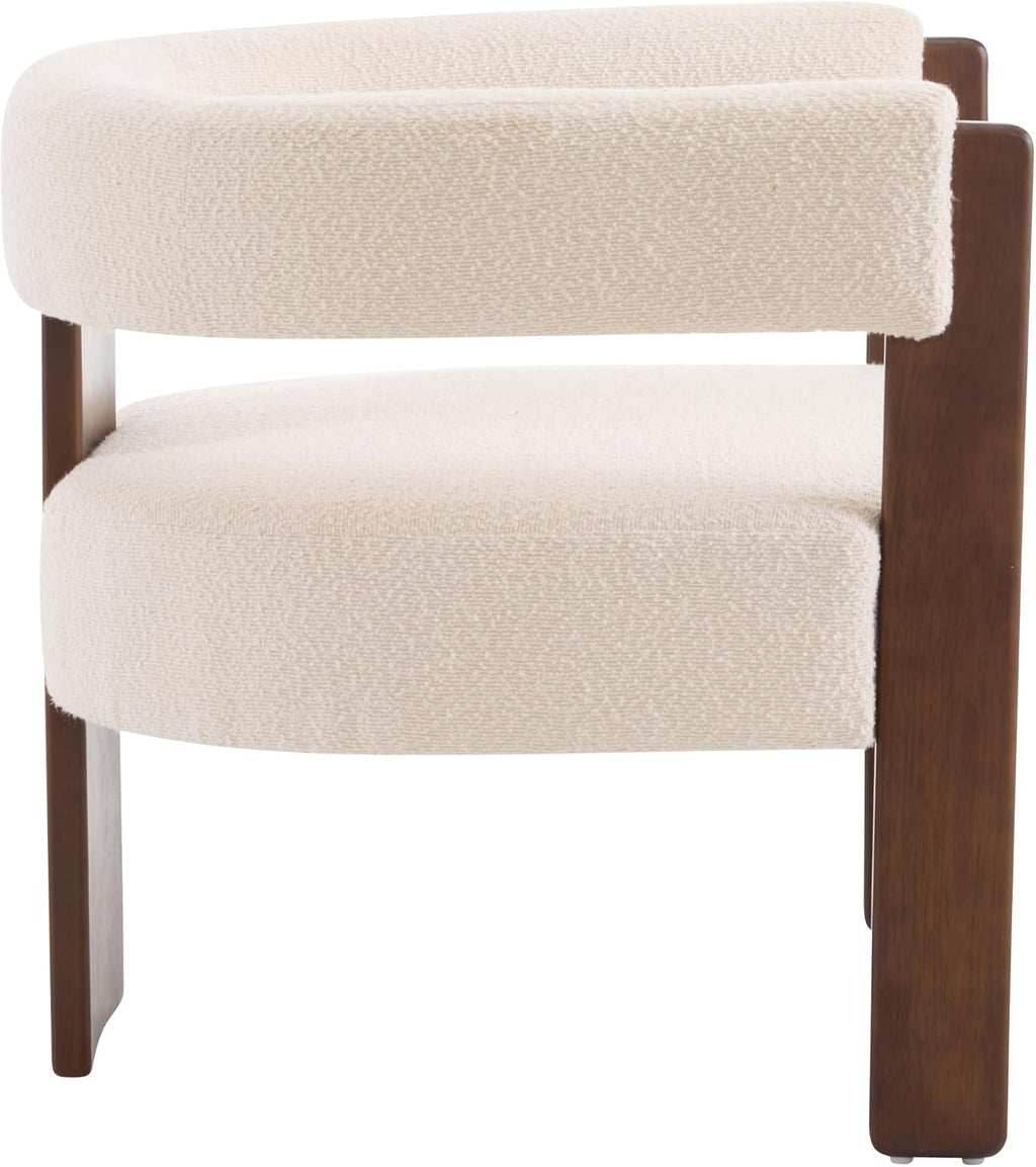 Christopher Knight Home Nettie Modern Accent Chair for Living Room, Boucle Fabric Single Lounge Sofa Chair with Wooden Frame, Comfy Reading Chair for Bedroom, Lounge Armchair with Soft Cushion, Beige