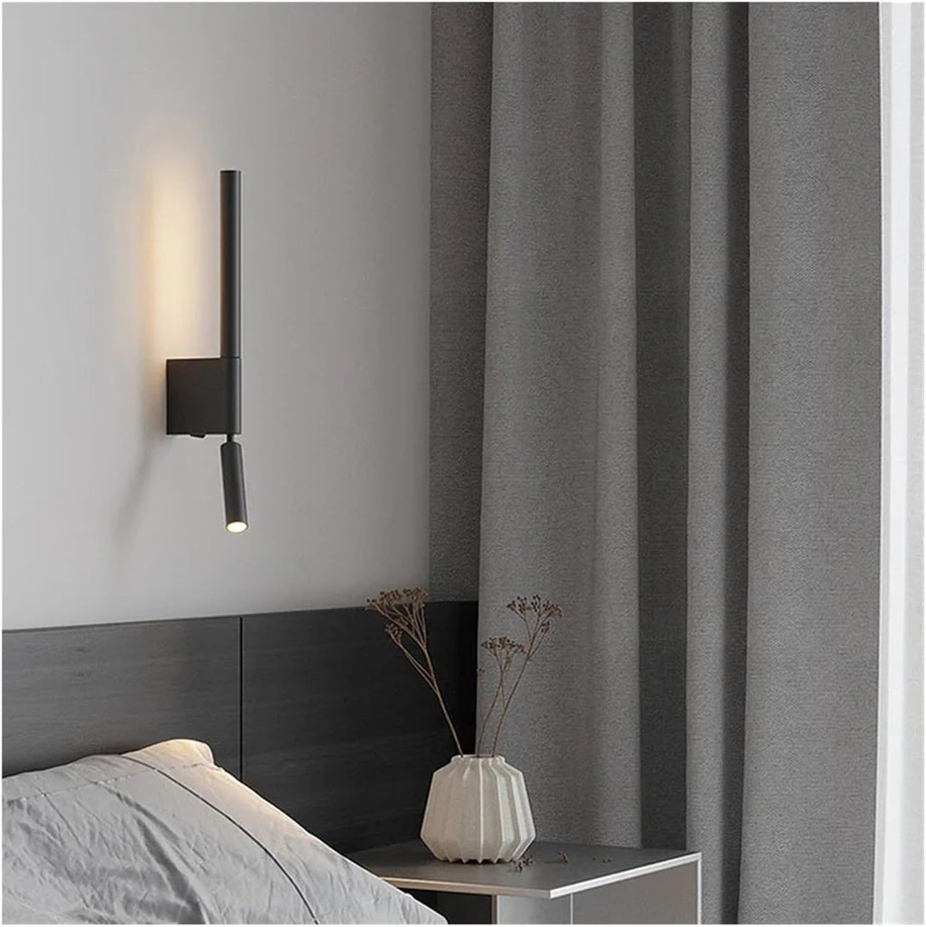 Modern Bedroom Bedside Wall Lights 340° Rotatable Adjustable Light Angle Indoor with Spotlight with Switch LED Wall Lamps,Wall Light Fixtures Oldsix-66(Black)