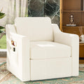 360° Swivel Accent Chair, Large Comfy Reading Chair, Square Single-Seat Armchair Upholstered Sofa for Reading, Nursery, Living Room, Bedroom, Lounge, Hotel, Beige