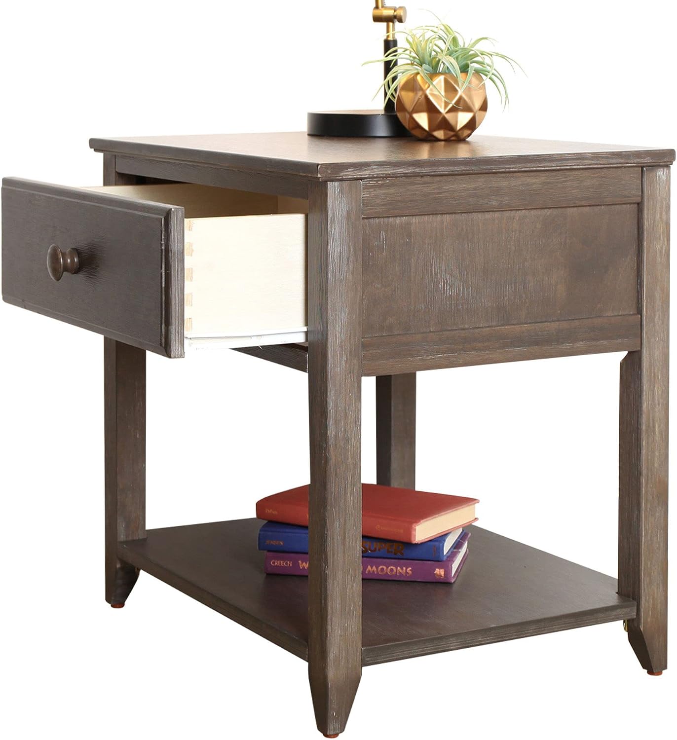 Max & Lily Nightstand with Drawer and Shelf, Clay