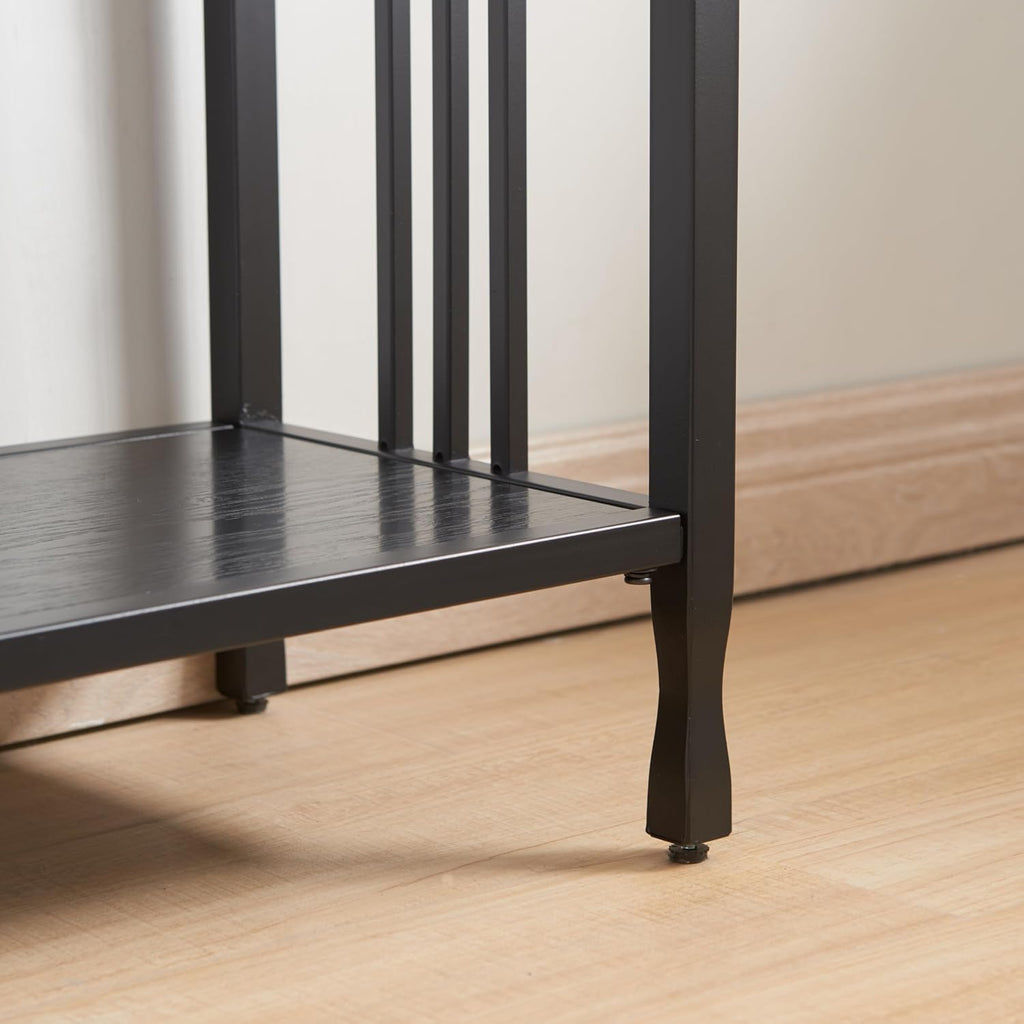 Leick Home 11233-BK Ironcraft Rustic Two Drawer Console Table with Shelf, Black Wash