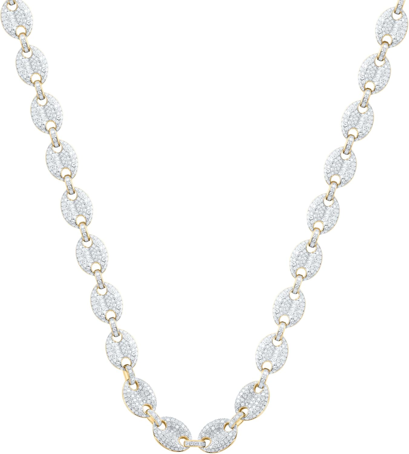 10K Yellow Gold 13 1/2 CTW Diamond Mens Mariner Cable Chain Necklace