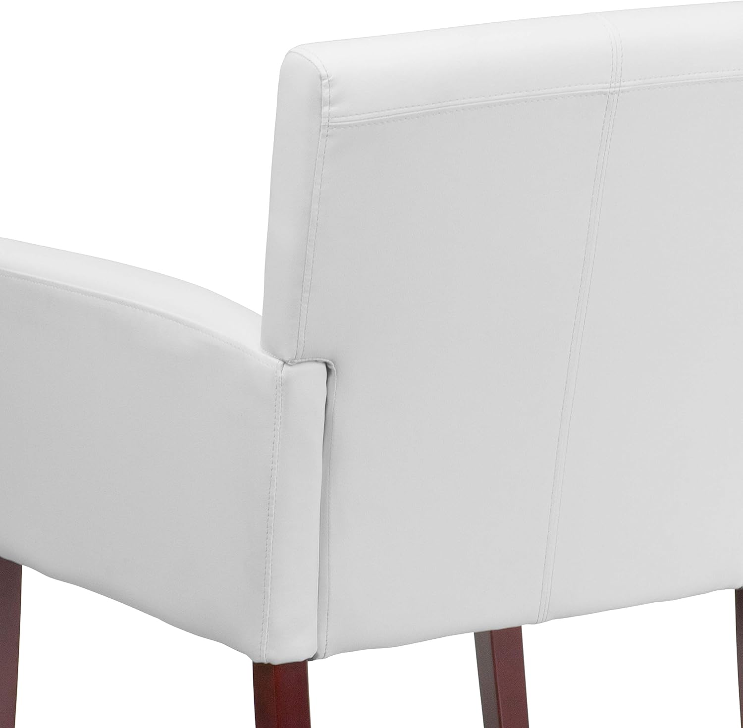 Flash Furniture Taylor White LeatherSoft Executive Side Reception Chair with Mahogany Legs